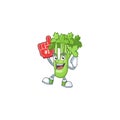 Funny celery plant mascot cartoon style with Foam finger