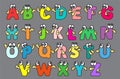 Funny Character alphabet lettering text. Bright Capital Letter English ABC