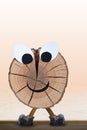 Funny character, with big eyes and wooden face