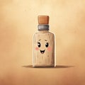 Funny Character On Bottle: Soft Color Blending, Pencil Art Illustrations