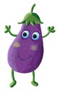 Funny character eggplant isolated on white background. Hand made
