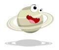 Funny character planet Saturn with ring. Studying astronomy in school and kindergarten. Exploring space and solar system Royalty Free Stock Photo