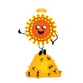 Funny character virus. Coronavirus. Impact on the global economy. Financial crisis. illustration. Money and finance Royalty Free Stock Photo
