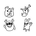 Funny characters and doodles collection. Vector illustration. for the design of t-shirts, children s clothing, fabrics