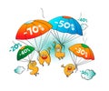 Funny Characters Of Sale: Letters On Parachutes