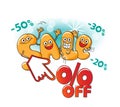 Funny characters of sale: percent off Royalty Free Stock Photo