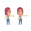 Funny and cheerful Character Girl Designer showing thumb up