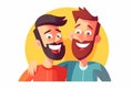 funny cheerful gay couple cartoon characters illustration laughing smiling looking to camera