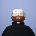 funny cheerful man priest in 3d style