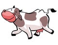 Funny Cheerful Running Cow Color Illustration Design