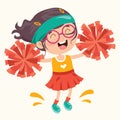 Funny Cheerleader Holding Colorful Pom Poms Royalty Free Stock Photo