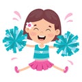 Funny Cheerleader Holding Colorful Pom Poms Royalty Free Stock Photo