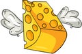 Funny cheese slice with wings