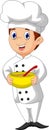 Funny chef cartoon bring bowl