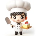 Funny chef cartoon. Good food. AI generated