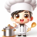 Funny chef cartoon. Good food. AI generated