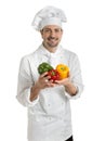 Chef holding peppers