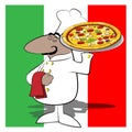 Funny chef cook pizza