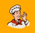 Funny chef. Cooking, restaurant menu logo or label. Cook vector illustration