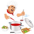 Funny Chef and fresh vegetable food Royalty Free Stock Photo