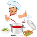 Funny Chef and fresh vegetable food Royalty Free Stock Photo