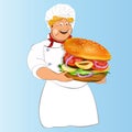Funny Chef and hamburger