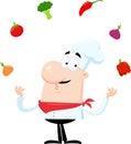 Funny Chef Man Cartoon Character Juggling With Fresh Vegetables Royalty Free Stock Photo