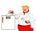 Funny Chef and paper menu