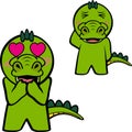 Heart eyes crocodile cartoon kawaii expression Royalty Free Stock Photo