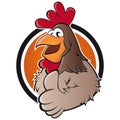 Funny chicken in a badge