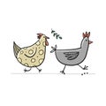 Funny Chicken characters isolated on white. Icon for your design