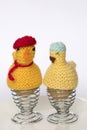 Funny Chicken Egg Cosies Royalty Free Stock Photo