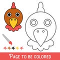 Funny Chicken Face to be colored, the coloring book for preschool kids with easy educational gaming level.vector