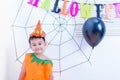 Funny child boy in halloween costume Royalty Free Stock Photo