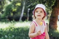 Funny child with candy lollipop, happy little girl eating big Royalty Free Stock Photo