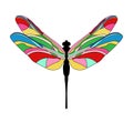 Funny cartoon illustration of dragonfly. Bright Dragonfly flutters.