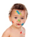 Funny child dirty with paint
