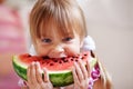 Funny child eating watermelon Royalty Free Stock Photo