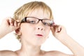 Funny child in eyeglasses. Close up portrait Royalty Free Stock Photo