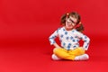 Funny child girl in glasses on colored background Royalty Free Stock Photo