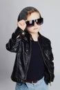 Funny child in hat.fashionable little boy in sunglasses Royalty Free Stock Photo