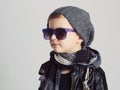 Funny child in hat and sunglasses.fashionable little boy Royalty Free Stock Photo