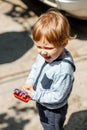 Funny child have great time in summer. Happy boy smiling Royalty Free Stock Photo