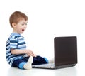 Funny child using a laptop Royalty Free Stock Photo