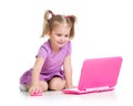 Funny child using a laptop Royalty Free Stock Photo