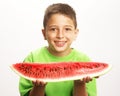 Funny child watermelon. Royalty Free Stock Photo