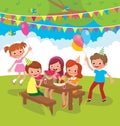 Funny children birthday party outdoors