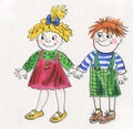 Funny children - a boy and a girl