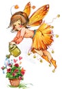 Funny children Fairy background. watercolor drawing