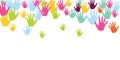 Funny children handprints art therapy concept background design. Baby Royalty Free Stock Photo